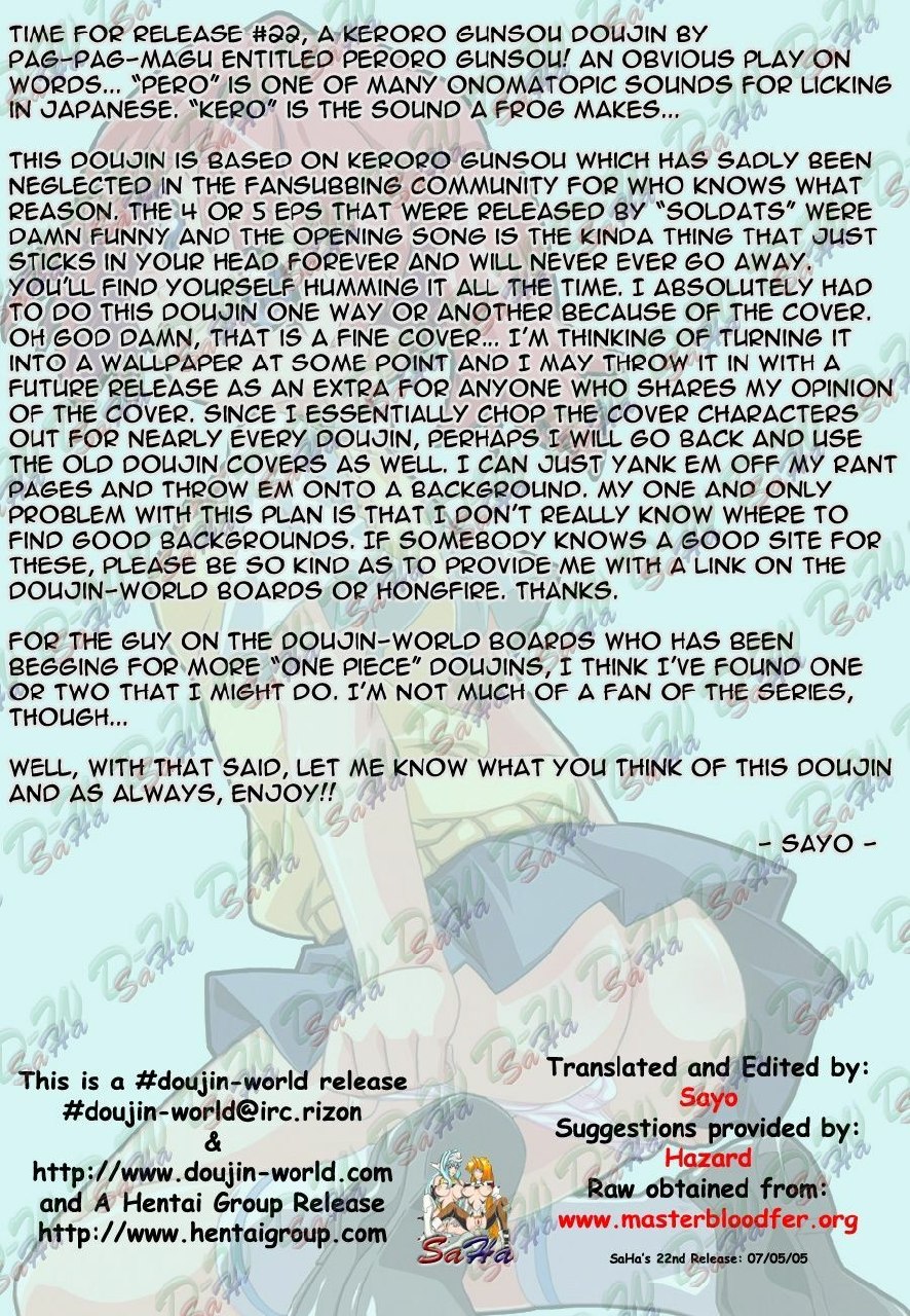 (C67) [Pag-Pag-Magu (Kuuchuu Yousai)] Peroro Gunsou (Keroro Gunsou) [English] [SaHa] page 2 preview