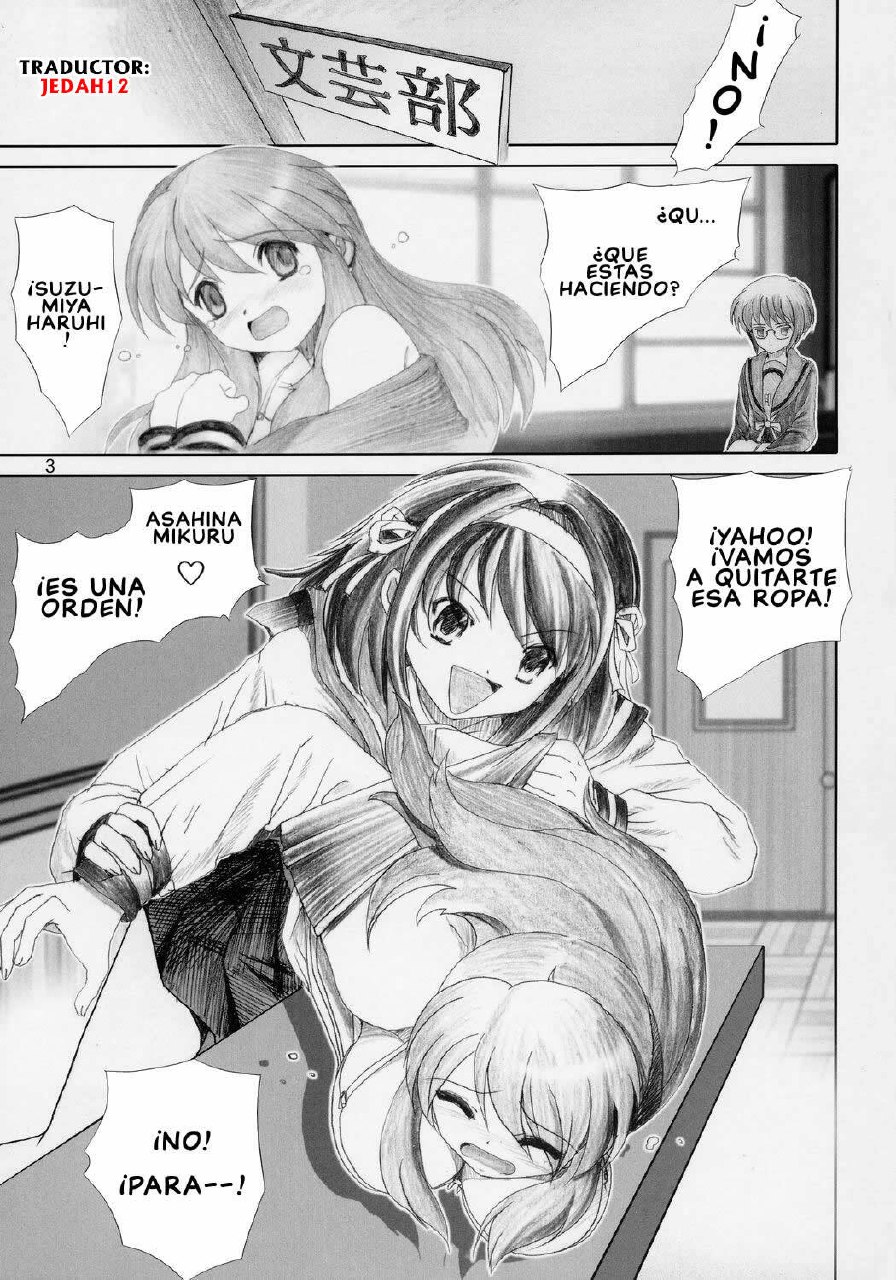 [Raijinkai (Haruki Genia)] Mugurui -Mirai Shoujo Chijoku Ingi- | El Castigo de Mikuru (The Melancholy of Haruhi Suzumiya) [Spanish] [Jedah12] page 2 preview