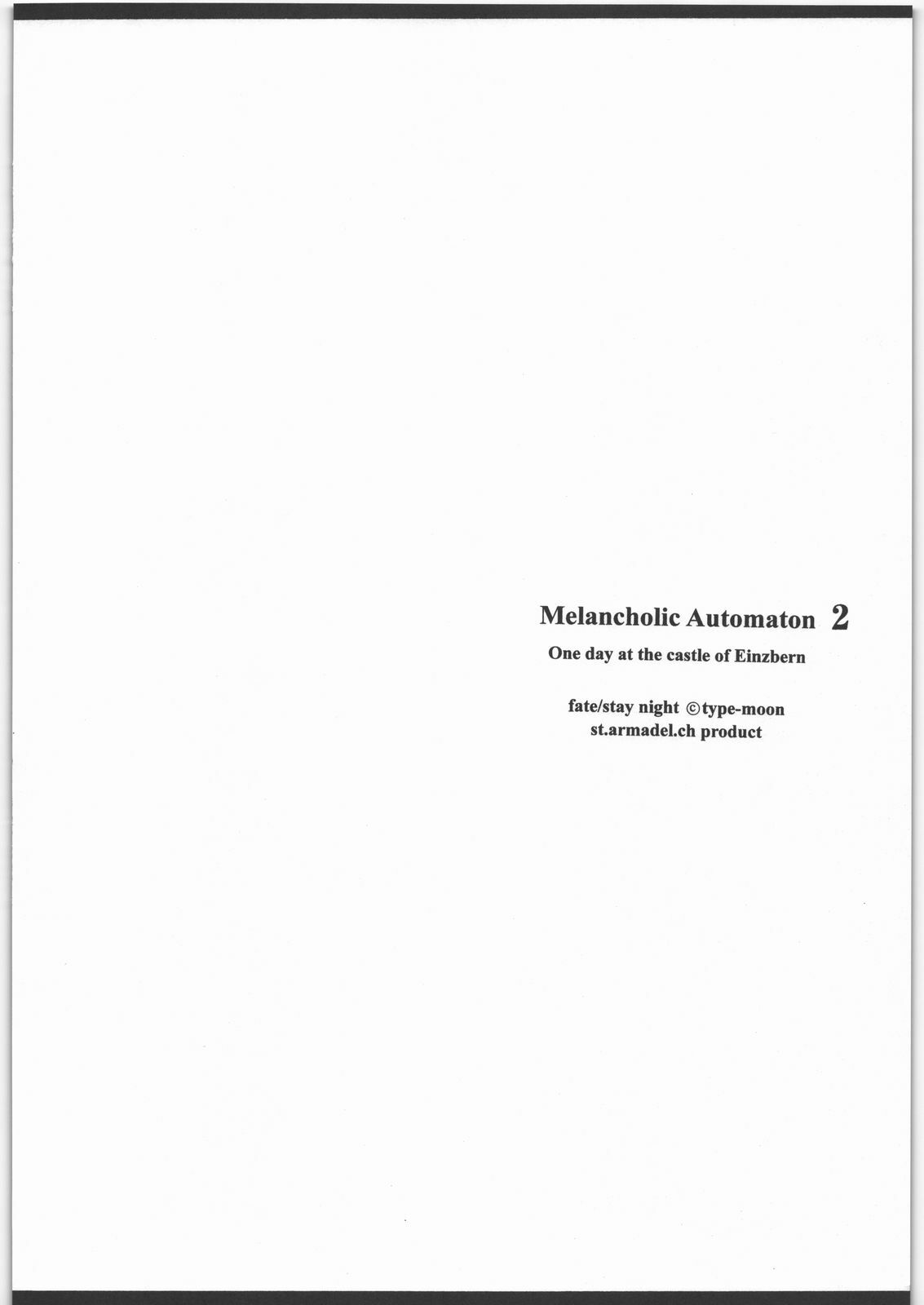 (C70) [St. Armadel Ch. (Kagetora)] Melancholic Automaton 2 - One day at the castle of Einzbern (Fate/hollow ataraxia) page 3 preview