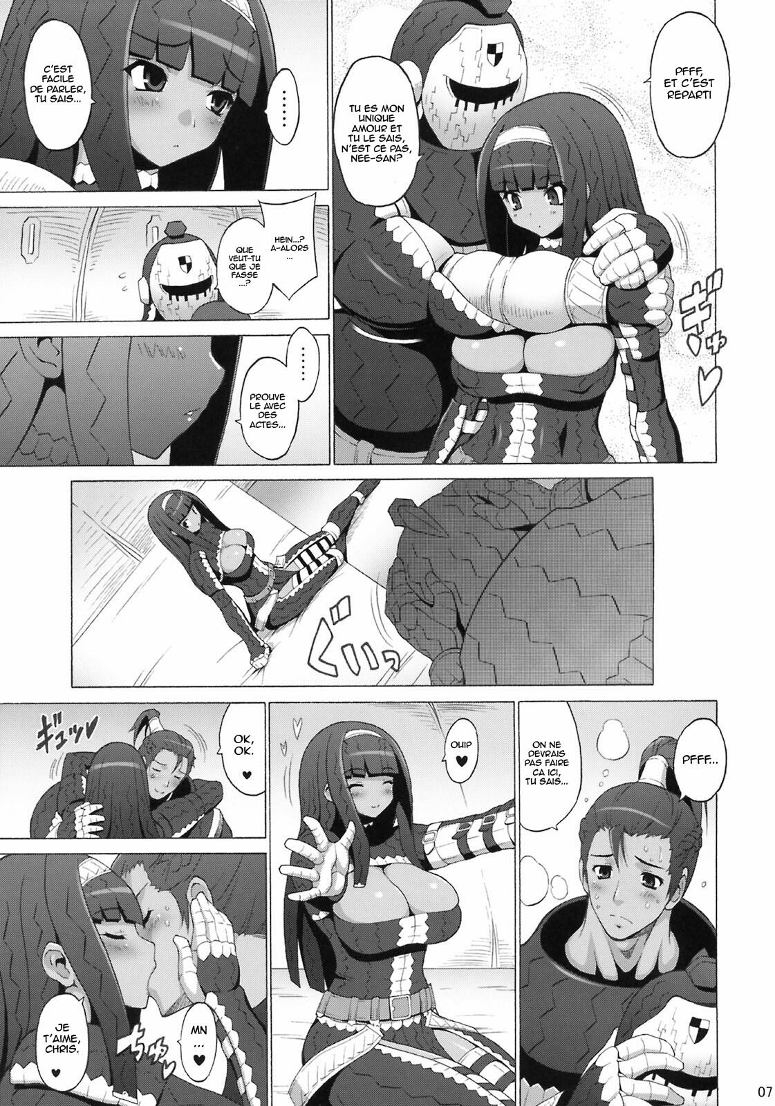 (C76) [FREAKS (Onomeshin, Mike)] Kyonyuu Hunter 2nd | Chasseur de grosse poitrine 2 (Monster Hunter) [French] [HFR] page 6 preview
